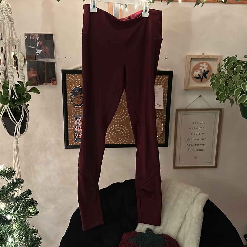 burgundy exercise leggings